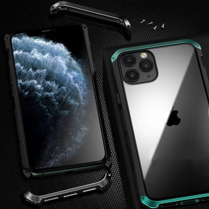 Techypop iPhone Case 2023 Aluminum + Titanium Shockproof Gorilla Tempered Glass Case for iPhone15 Pro Max