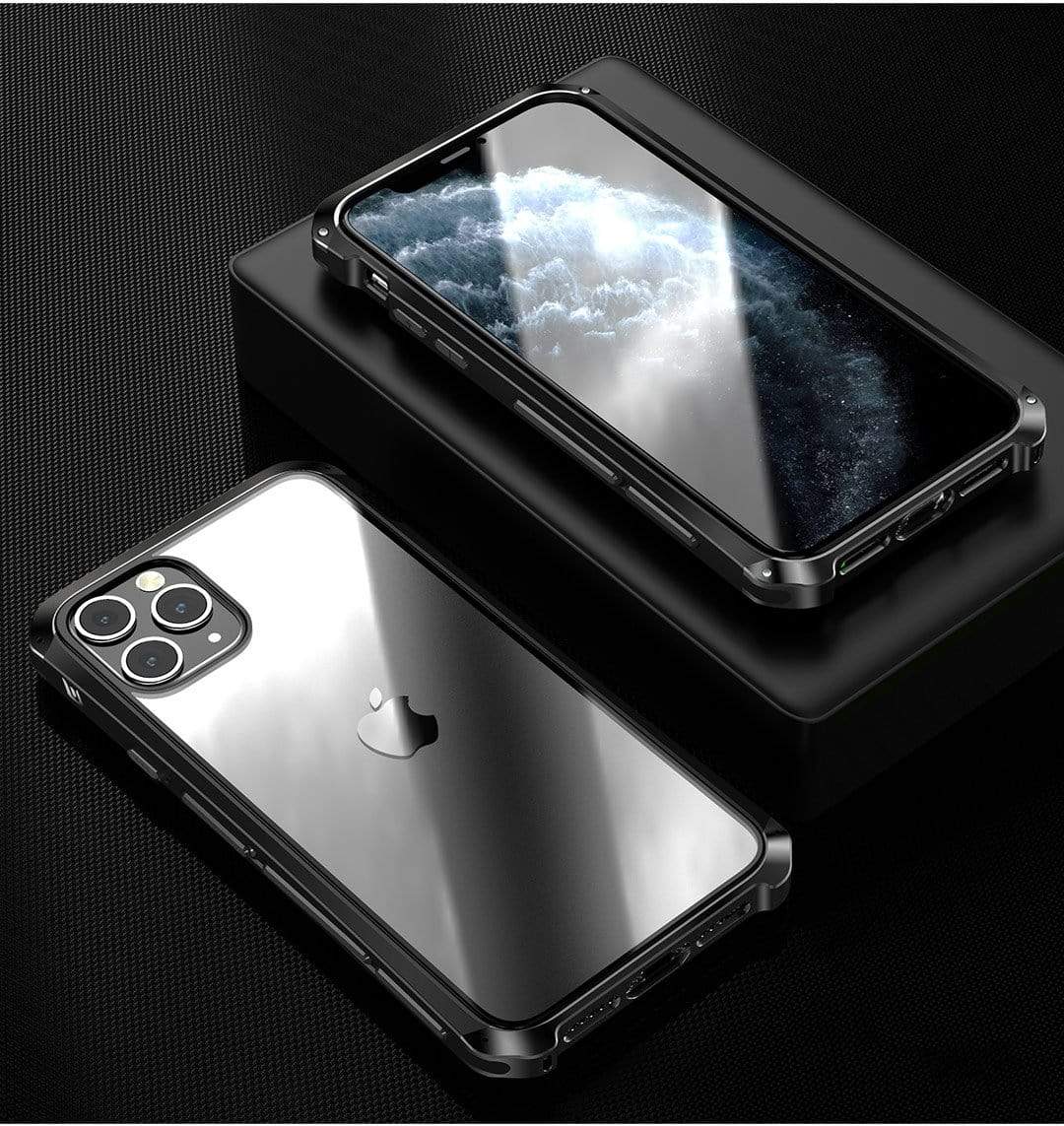 Techypop iPhone Case 2023 Aluminum + Titanium Shockproof Gorilla Tempered Glass Case for iPhone15 Pro Max