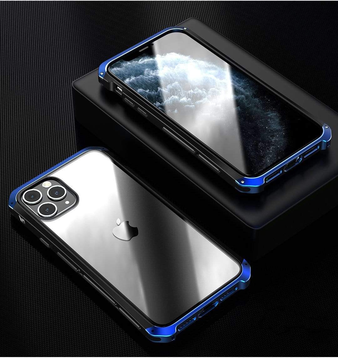 Techypop iPhone Case iPhone 13 Pro / Blue 2023 Aluminum + Titanium Shockproof Gorilla Tempered Glass Case for iPhone15 Pro Max