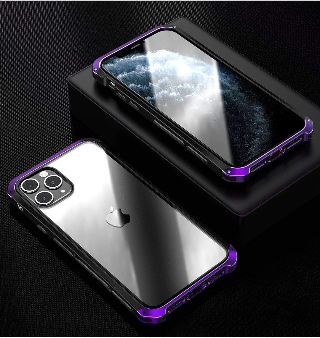 Techypop iPhone Case iPhone 13 Pro / Purple 2023 Aluminum + Titanium Shockproof Gorilla Tempered Glass Case for iPhone15 Pro Max