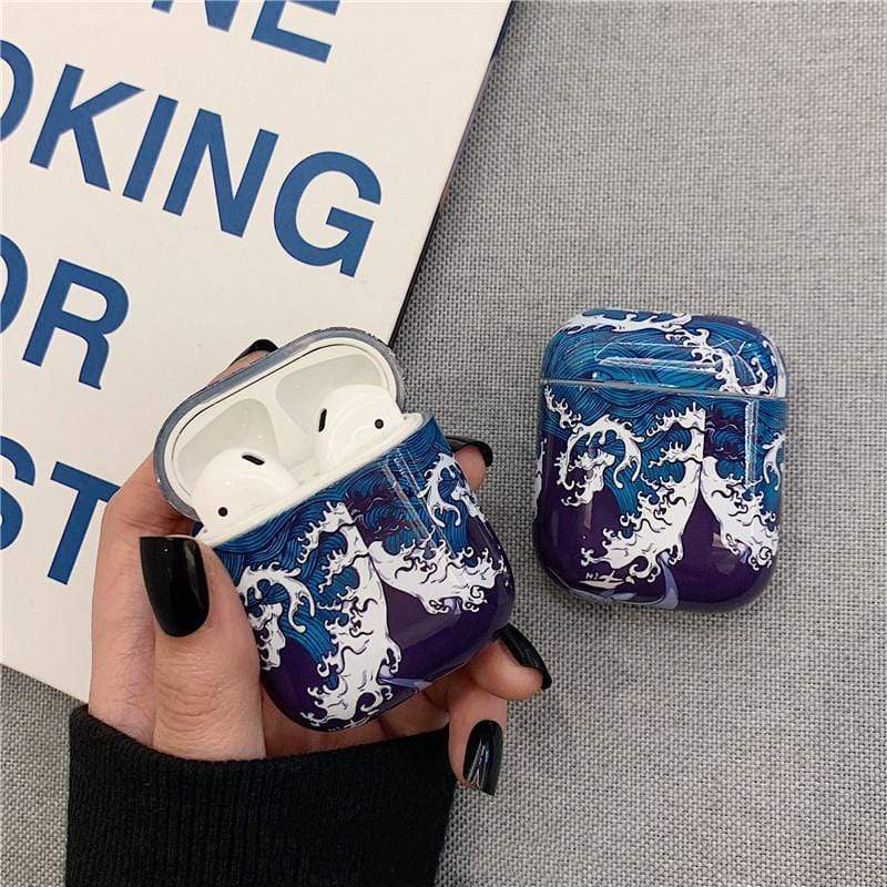 The Great Wave off Kanagawa Ukiyo-e Hard Protective Shockproof Case For Apple Airpods 1 & 2 - Techypop.com