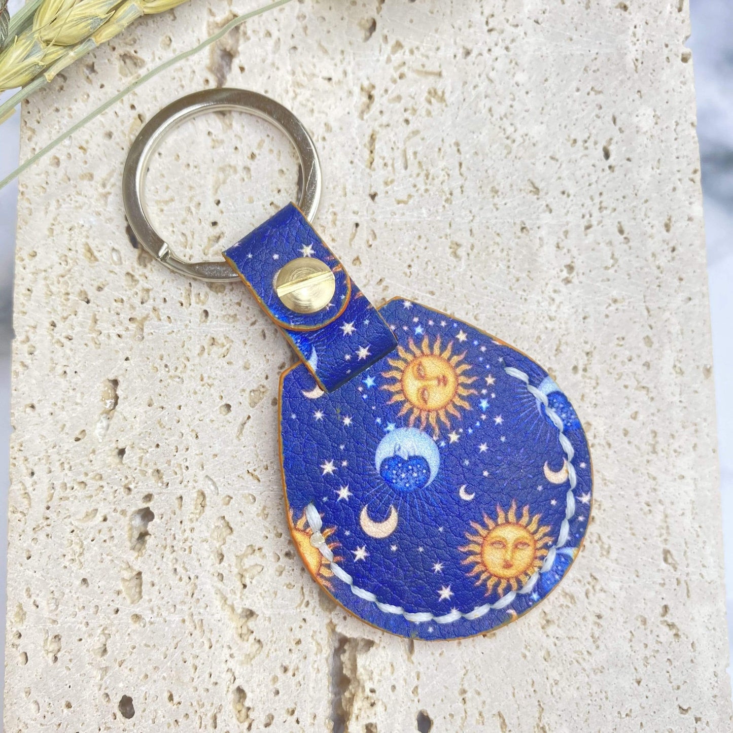 Techypop.com AirTag Case Starry Sky Genuine Leather Designer AirTag Case