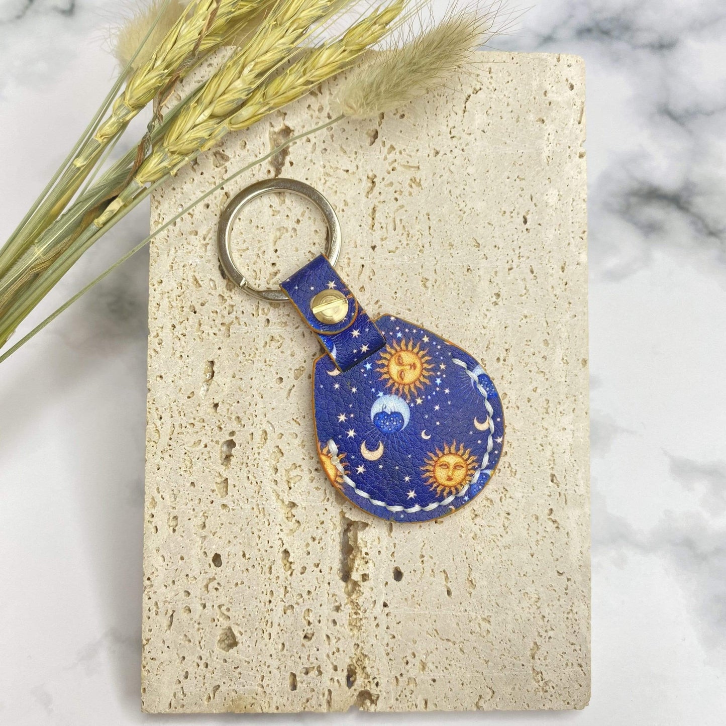 Techypop.com AirTag Case Starry Sky Genuine Leather Designer AirTag Case