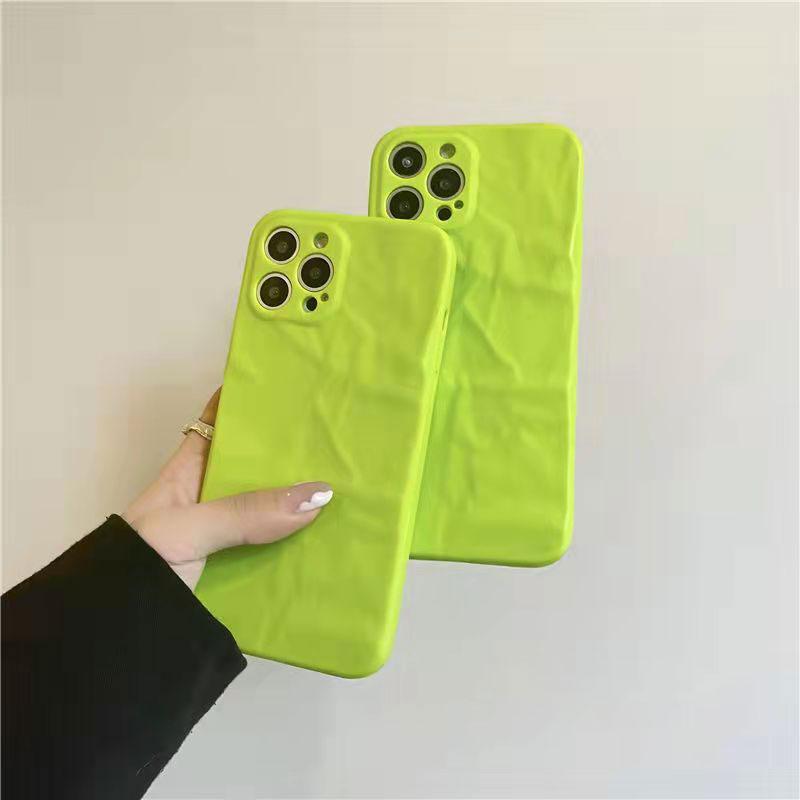Techypop.com Blue Uni-Color Minimalism Pleated Texture Protective Designer iPhone Case For iPhone 13 12 11 Pro Max X XS Max XR 7 8 Plus
