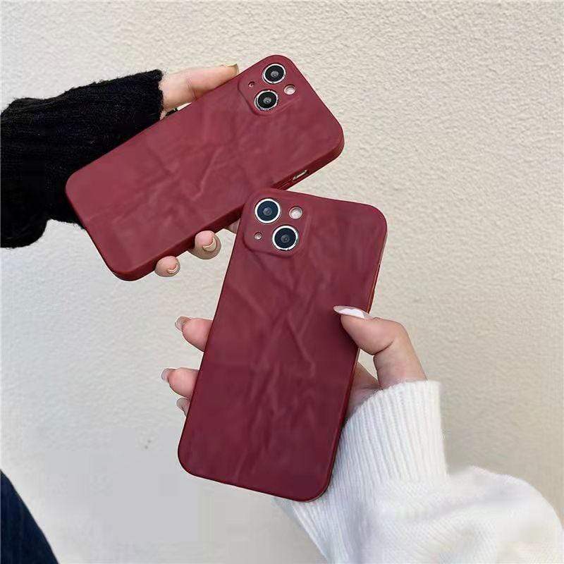 Techypop.com Blue Uni-Color Minimalism Pleated Texture Protective Designer iPhone Case For iPhone 13 12 11 Pro Max X XS Max XR 7 8 Plus