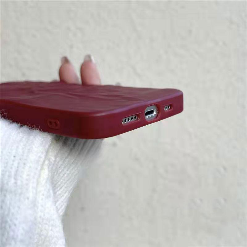Techypop.com Blue Uni-Color Minimalism Pleated Texture Protective Designer iPhone Case For iPhone 13 12 11 Pro Max X XS Max XR 7 8 Plus