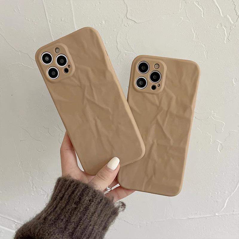 Techypop.com Blue Uni-Color Minimalism Pleated Texture Protective Designer iPhone Case For iPhone 13 12 11 Pro Max X XS Max XR 7 8 Plus