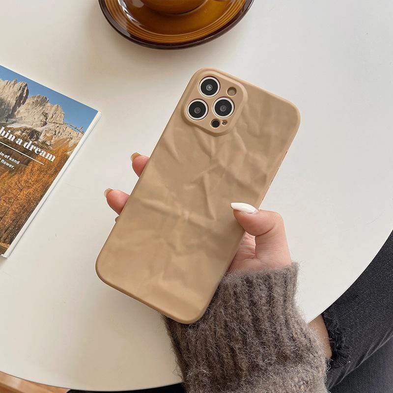 Techypop.com Blue Uni-Color Minimalism Pleated Texture Protective Designer iPhone Case For iPhone 13 12 11 Pro Max X XS Max XR 7 8 Plus