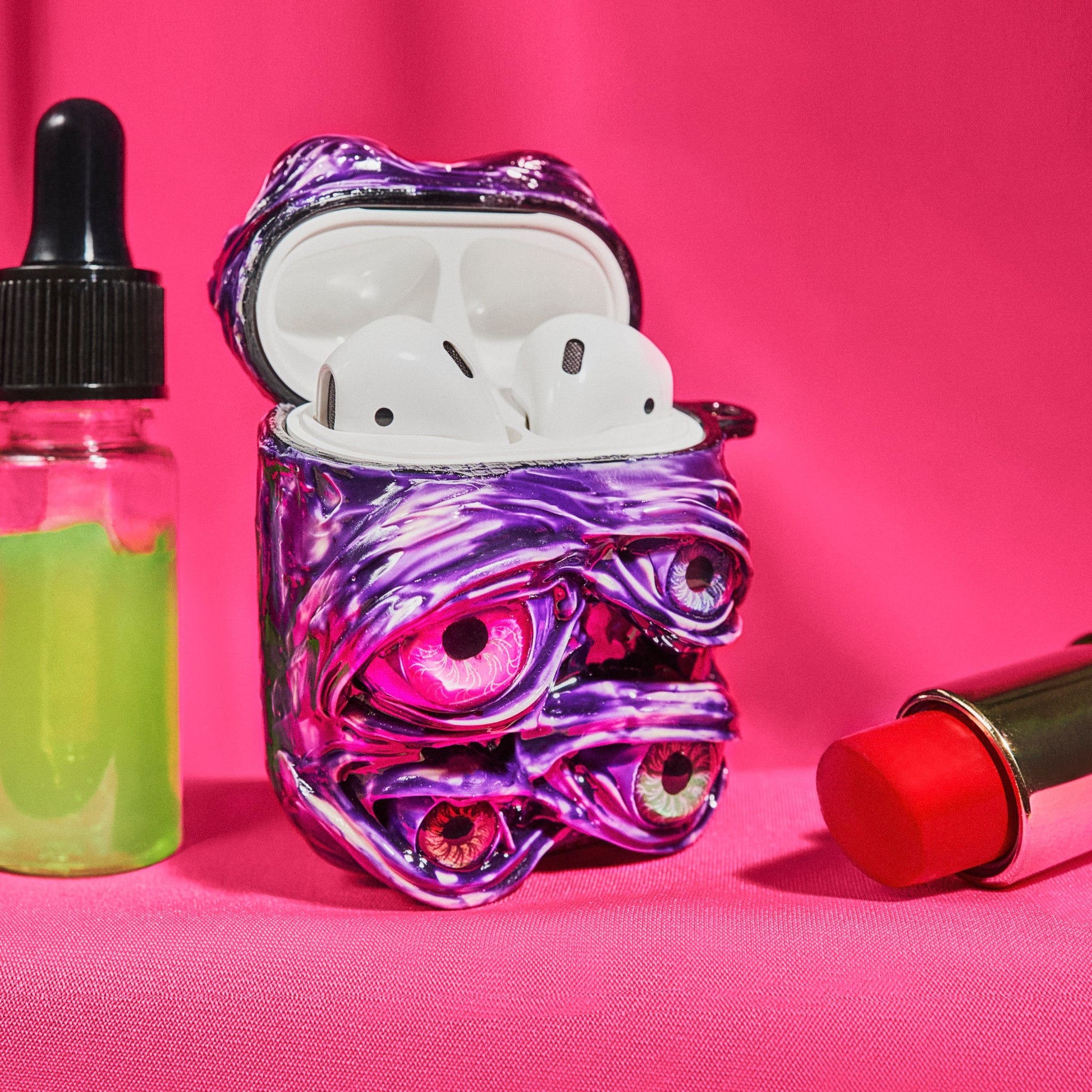 Techypop.com Horror Bundle Please leave your iPhone & AirPods model in the note section Purple Venom iPhone Case + AirPods Case + AirTag Case Set