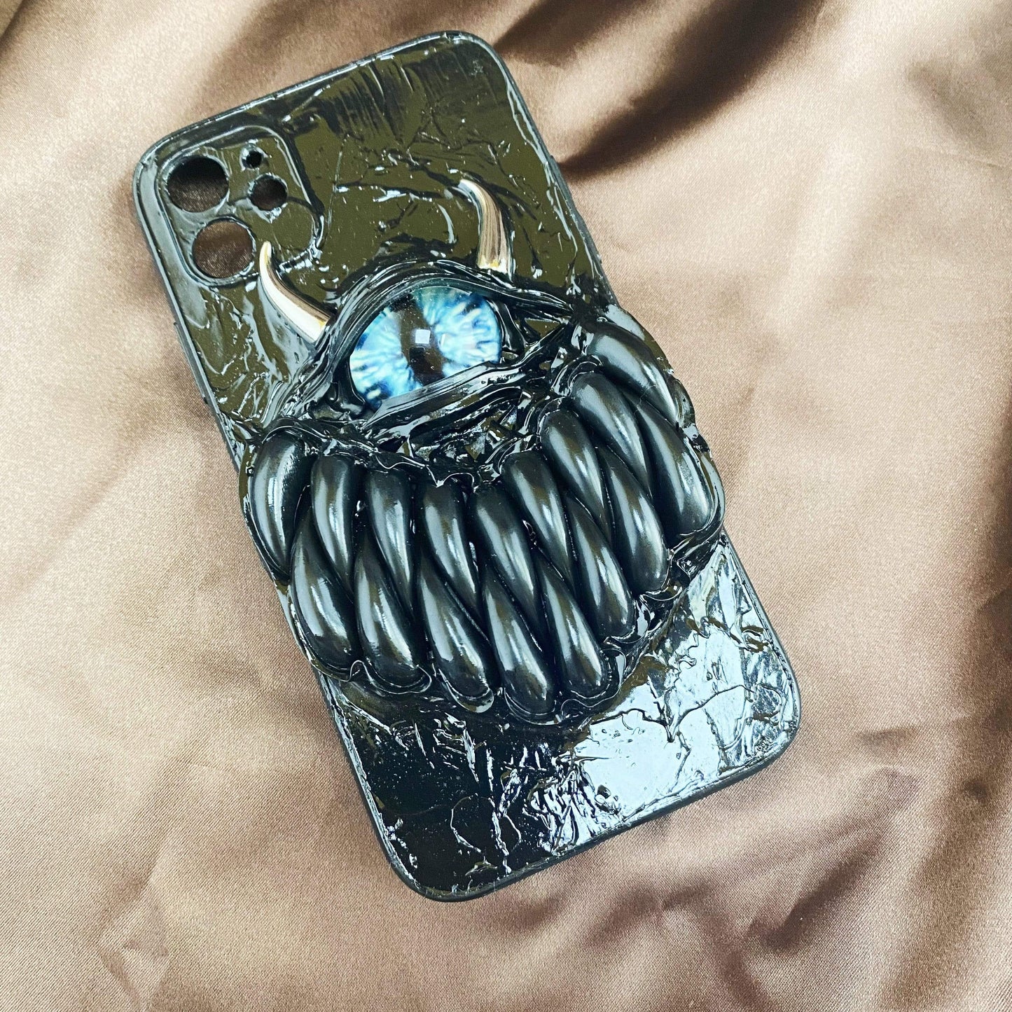Techypop.com iPhone 12 Mini Monster Teeth Blue Eye Handmade Designer iPhone Case For All iPhone Models