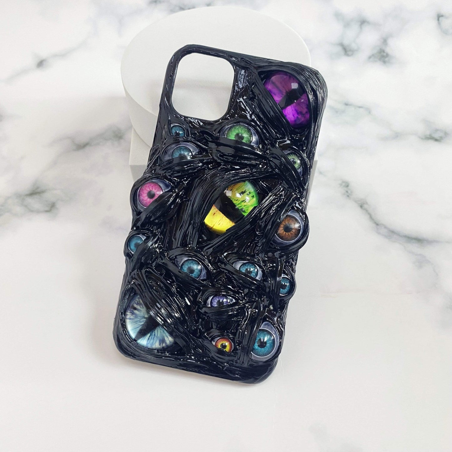 Techypop.com iPhone Case Luminous Black Venom Cat Eyes Handmade Designer iPhone Case For All iPhone Models