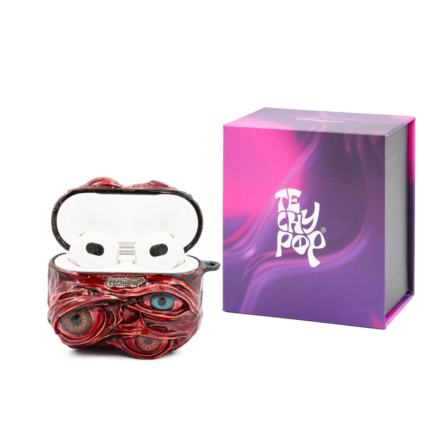 Techypop.com Please leave your iPhone & AirPods model in the note section Bloody Eyeball iPhone Case + AirPods Case + AirTag Case Set