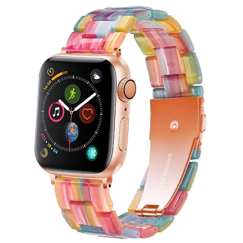 Techypop.com Watch Bands 38mm/40mm Resin Steel Buckle Designer Apple Watch Band Strap For iWatch Series SE 6/5/4/3/2/1