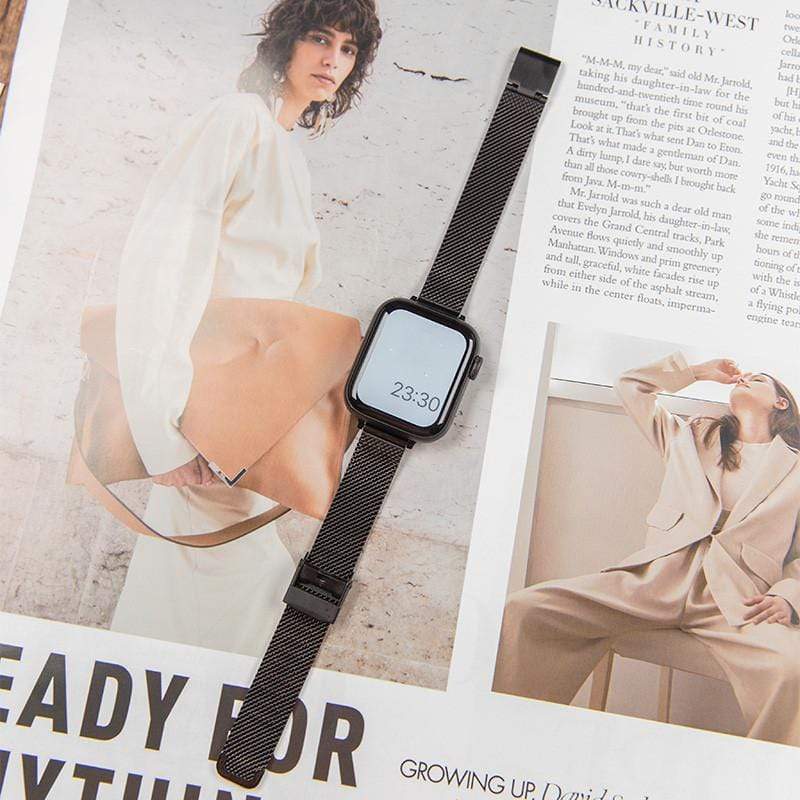 Techypop.com Watch Bands Black / 38mm/40mm Ultra Slim Metal Designer Apple Watch Band Strap For iWatch Series SE 6/5/4/3/2/1