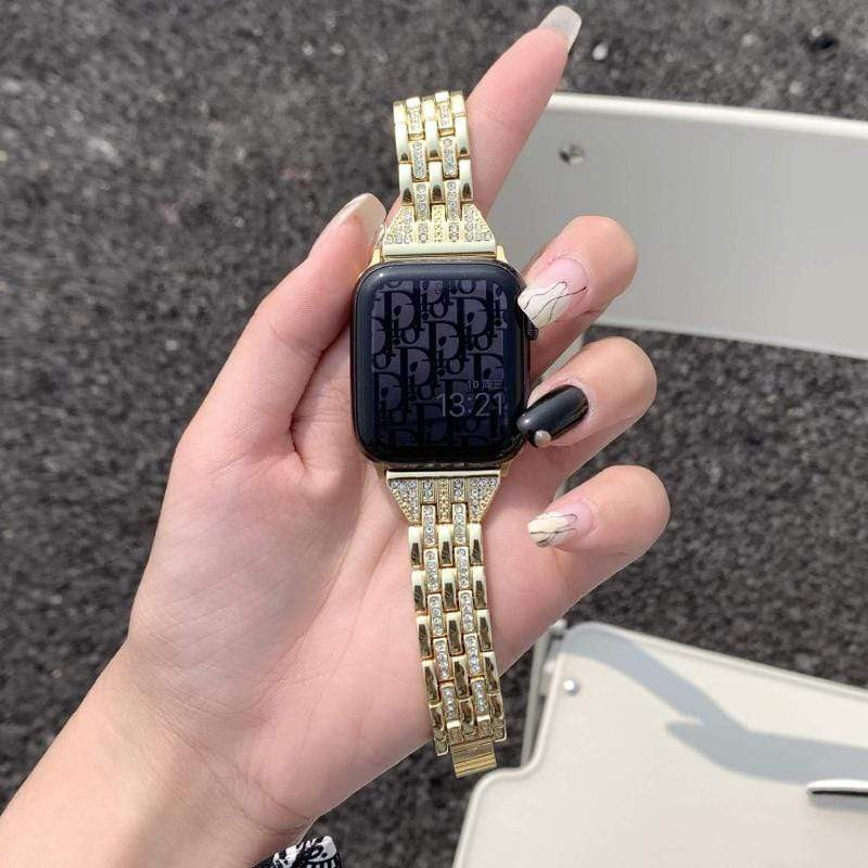 Techypop.com Watch Bands Gold / 38mm/40mm Slim Bracelet Diamond Metal Designer Apple Watch Band Strap For iWatch Series SE 6/5/4/3/2/1