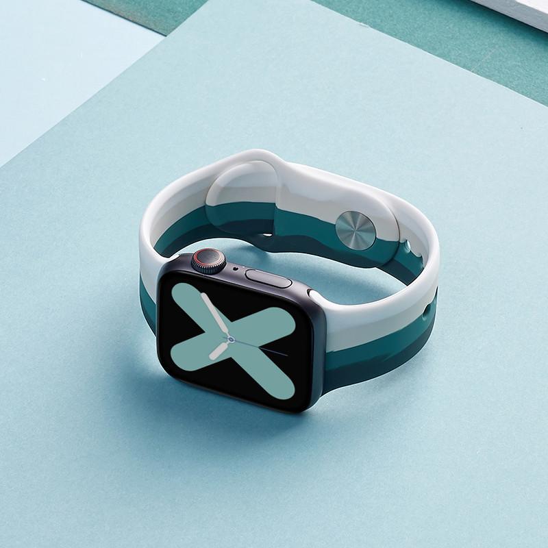 Techypop.com Watch Bands Green / 38mm/40mm Stripe Silicone Designer Apple Watch Band Strap For iWatch Series SE 6/5/4/3/2/1