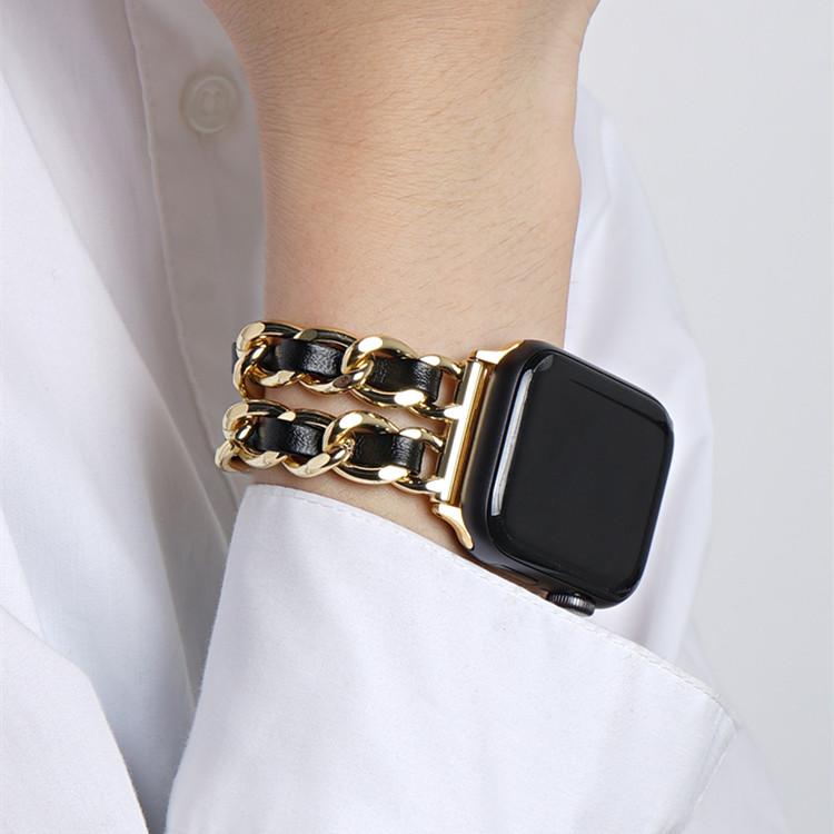 Techypop.com Watch Bands Luxury Gold Leather Designer Apple Watch Band Strap For iWatch Series SE 6/5/4/3/2/1