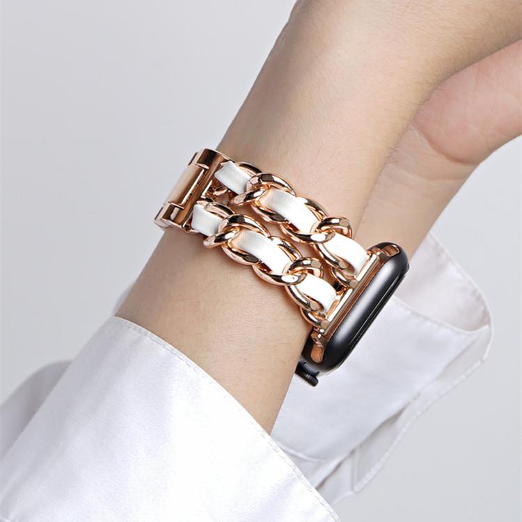 Techypop.com Watch Bands Luxury Gold Leather Designer Apple Watch Band Strap For iWatch Series SE 6/5/4/3/2/1