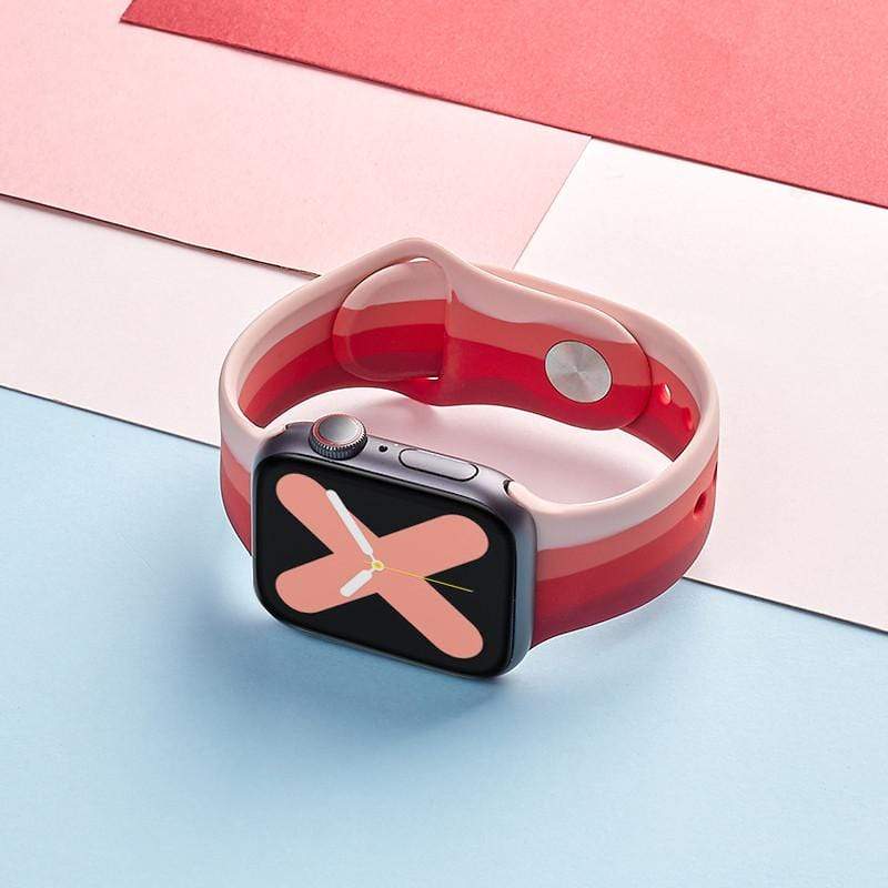 Techypop.com Watch Bands Pink / 38mm/40mm Stripe Silicone Designer Apple Watch Band Strap For iWatch Series SE 6/5/4/3/2/1