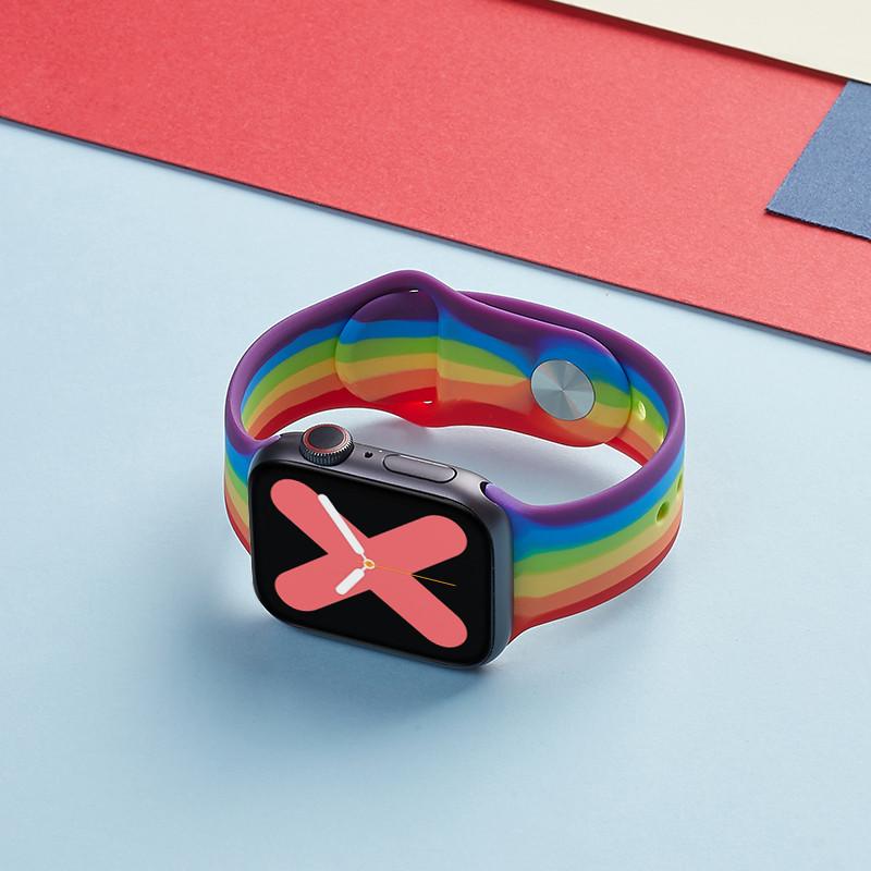 Techypop.com Watch Bands Rainbow / 38mm/40mm Stripe Silicone Designer Apple Watch Band Strap For iWatch Series SE 6/5/4/3/2/1