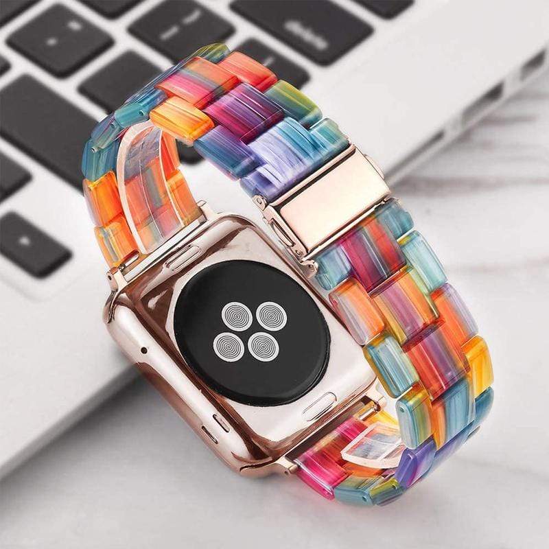 Techypop.com Watch Bands Resin Steel Buckle Designer Apple Watch Band Strap For iWatch Series SE 6/5/4/3/2/1
