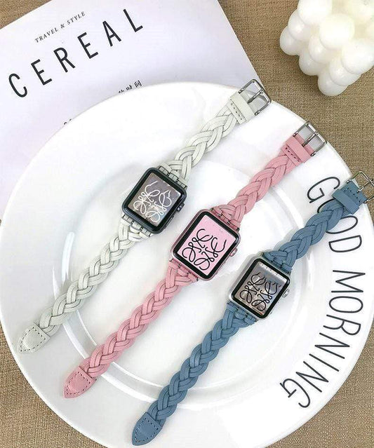 Techypop.com Watch Bands Slim Braided Leather Designer Apple Watch Band Strap For iWatch Series SE 6/5/4/3/2/1