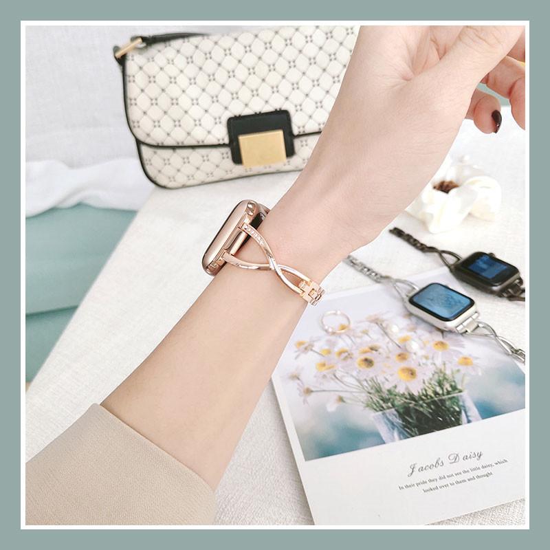 Techypop.com Watch Bands Ultra Slim Diamond Bracelet Designer Apple Watch Band Strap For iWatch Series SE 6/5/4/3/2/1