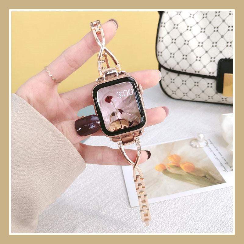 Techypop.com Watch Bands Ultra Slim Diamond Bracelet Designer Apple Watch Band Strap For iWatch Series SE 6/5/4/3/2/1
