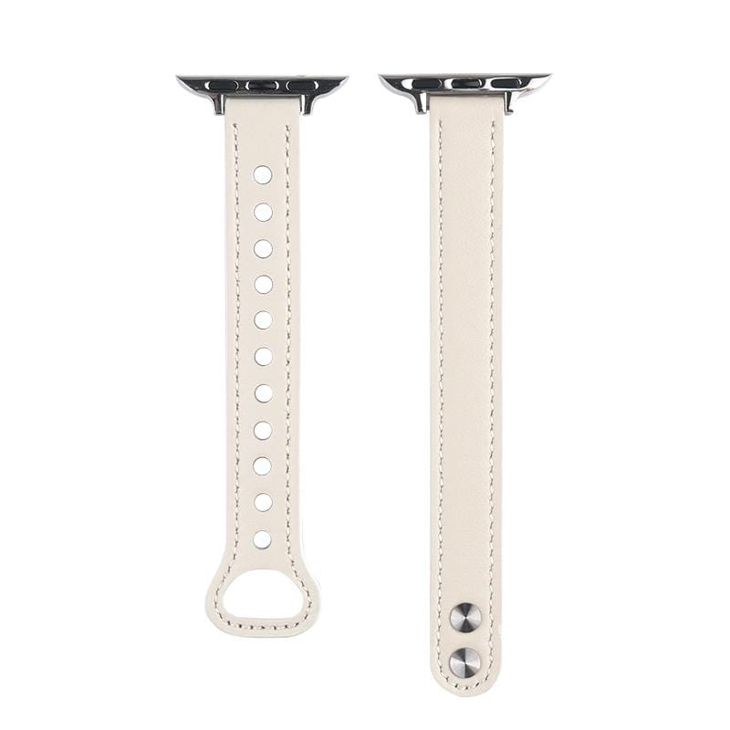 Techypop.com Watch Bands White / 42mm/44mm Leather Stitches Designer Apple Watch Band Strap For iWatch Series SE 6/5/4/3/2/1