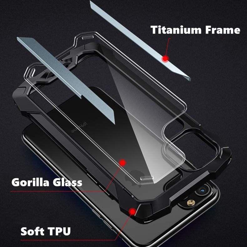 Techypop iPhone Case 2020 New iPhone12 Shockproof Case Titanium Frame+ Enhanced Airbag Corners+ Gorilla Glass