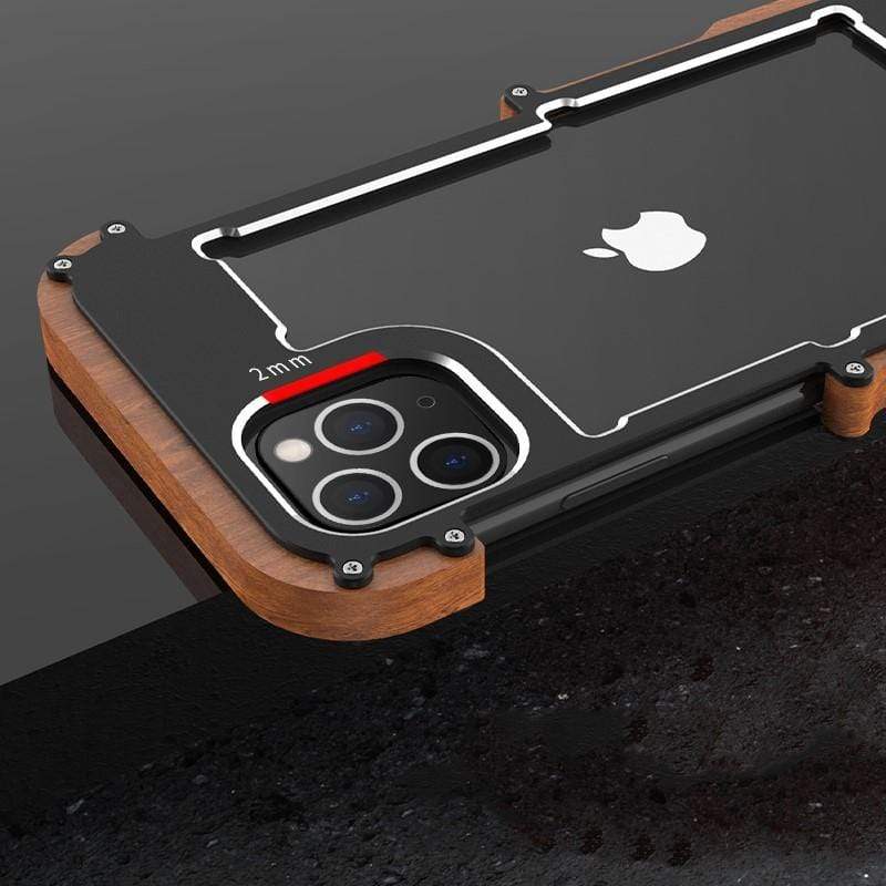 2020 NEW Wooden + Metal Frame Ultimate Shockproof Protective Designer iPhone Case For iPhone SE 11 Pro Max X XS Max XR 7 8 Plus - techypopcom