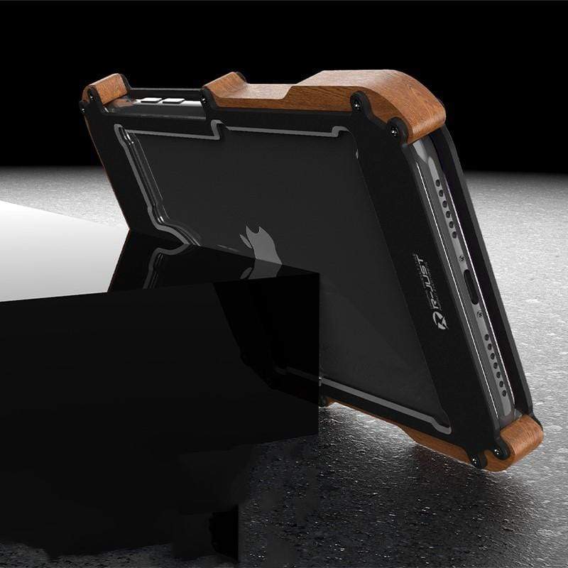 2020 NEW Wooden + Metal Frame Ultimate Shockproof Protective Designer iPhone Case For iPhone SE 11 Pro Max X XS Max XR 7 8 Plus - techypopcom