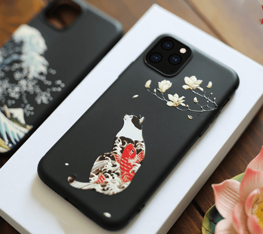 Techypop iPhone Case iPhone 12 Mini / Carp The Great Wave Kanagawa Ukiyo-e Silicone Designer iPhone Case For All iPhone Models