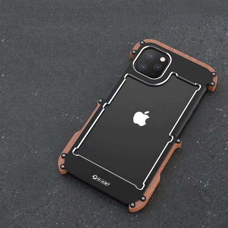 Metal Wooden Frame Shockproof Protective Designer iPhone Case For iPhone SE 11 Pro Max X XS Max XR 7 8 Plus - techypopcom