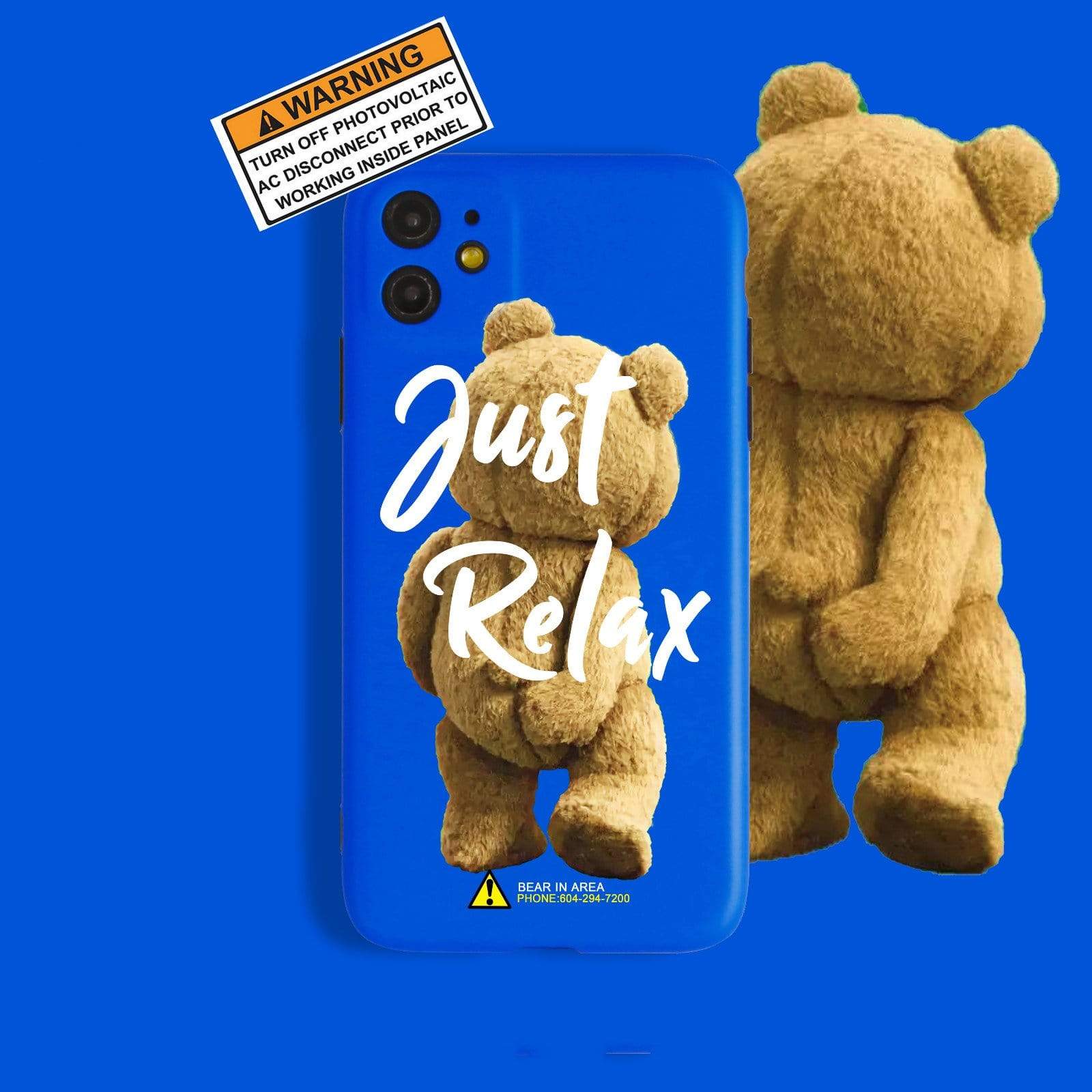 Just Relax Bear Silicone Shockproof Protective Designer iPhone Case For  iPhone 12 SE 11 Pro Max X XS Max XR 7 8 Plus