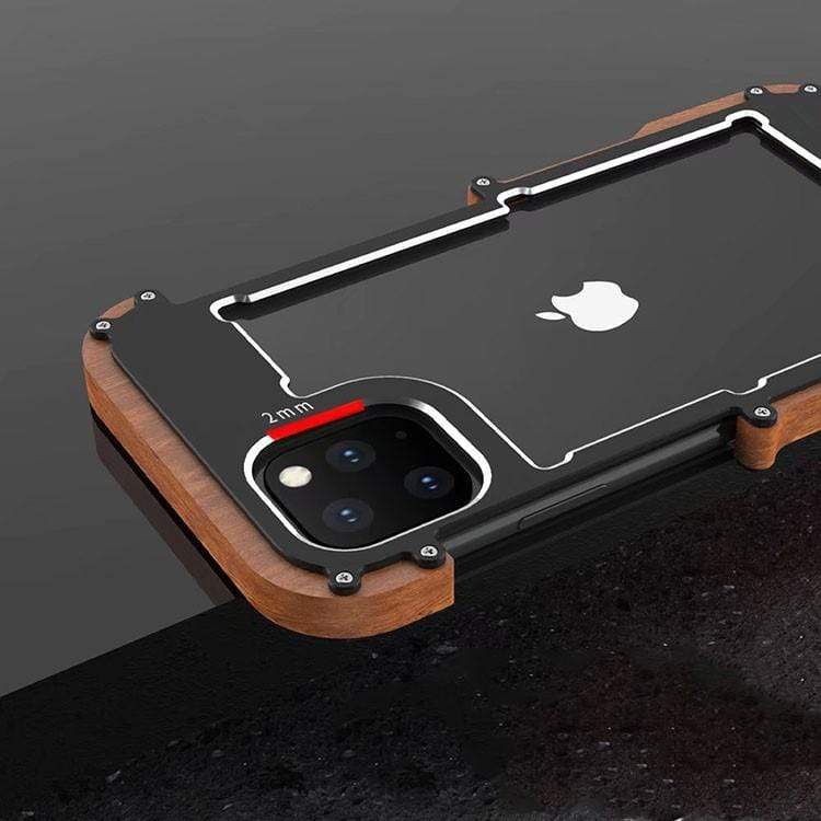 Metal Wooden Frame Shockproof Protective Designer iPhone Case For iPhone SE 11 Pro Max X XS Max XR 7 8 Plus - techypopcom