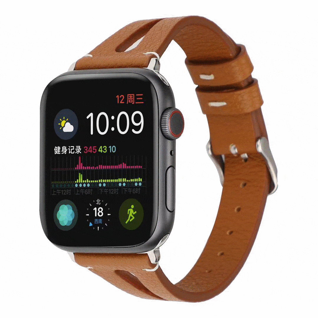 MORE COLORS Genuine Leather Slim Breathable Compatible With Apple Watch Band Strap For iWatch Series 4/3/2/1 - Techypop.com