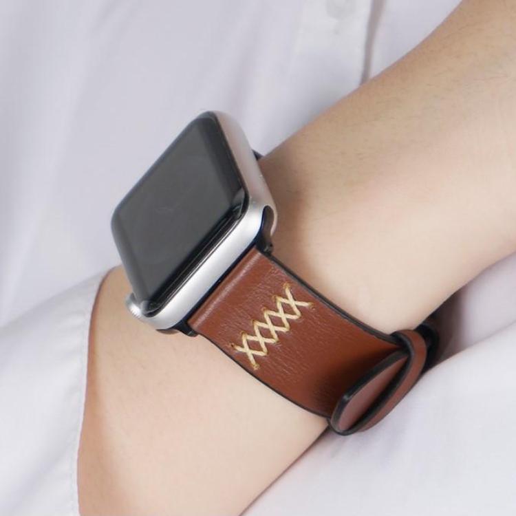 Techypop Watch Bands Leather Embroidery Designer Apple Watch Band Strap For iWatch Series SE 6/5/4/3/2/1