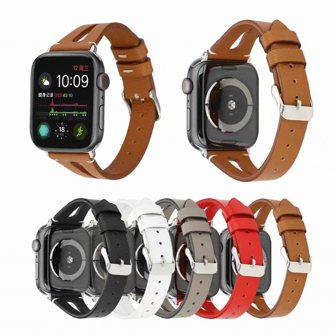 MORE COLORS Genuine Leather Slim Breathable Compatible With Apple Watch Band Strap For iWatch Series 4/3/2/1 - Techypop.com