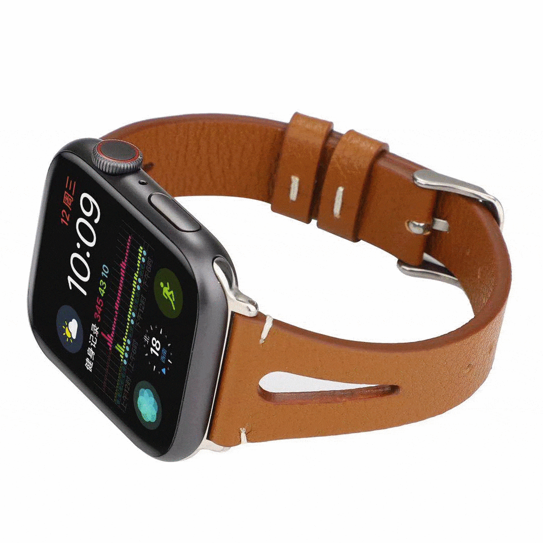 MORE COLORS Genuine Leather Slim Breathable Compatible With Apple Watch Band Strap For iWatch Series 4/3/2/1 - Techypop.com