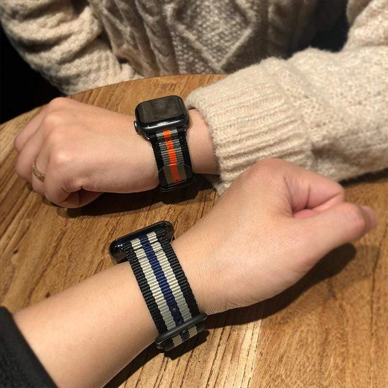 Nylon Stripe Designer Apple Watch Band Strap For iWatch Series 4/3/2/1 - techypopcom