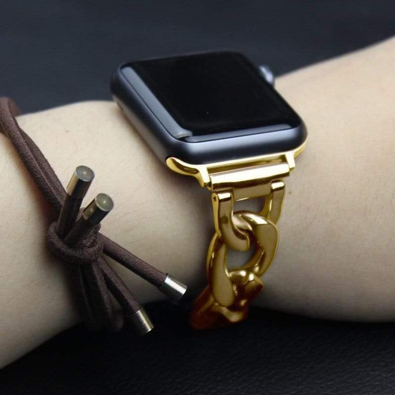 Techypop Watch Bands Rose Gold Stainless Steel Designer Apple Watch Band Strap For iWatch Series SE 6/5/4/3/2/1