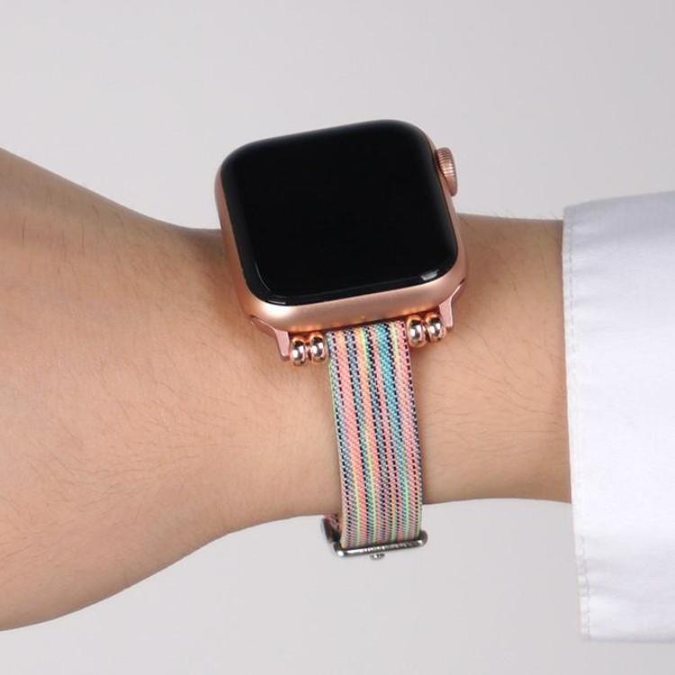 Techypop Watch Bands Slim Rainbow Nylon Designer Apple Watch Band Strap For iWatch Series SE 6/5/4/3/2/1