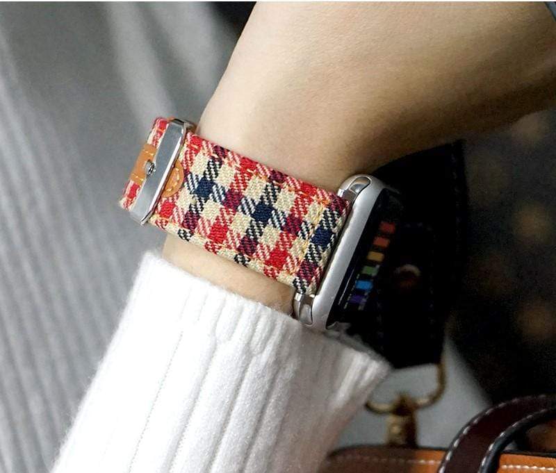 Soft Plaid Compatible With Apple Designer Watch Band Strap For iWatch Series 4/3/2/1 - techypopcom