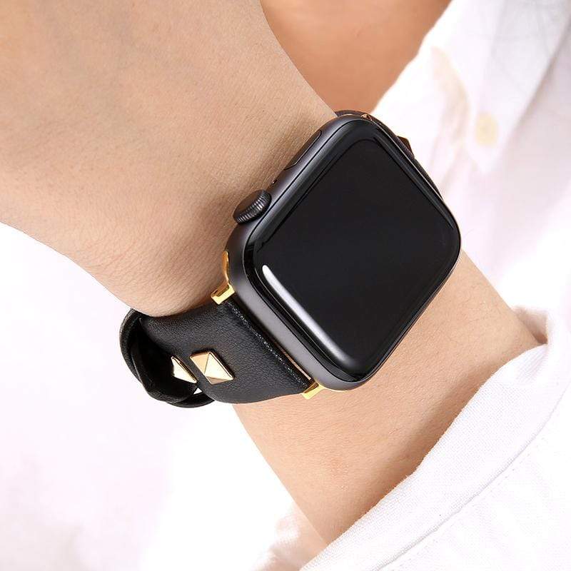 Studs Leather Designer Apple Watch Band Strap For iWatch Series 4/3/2/1 - techypopcom