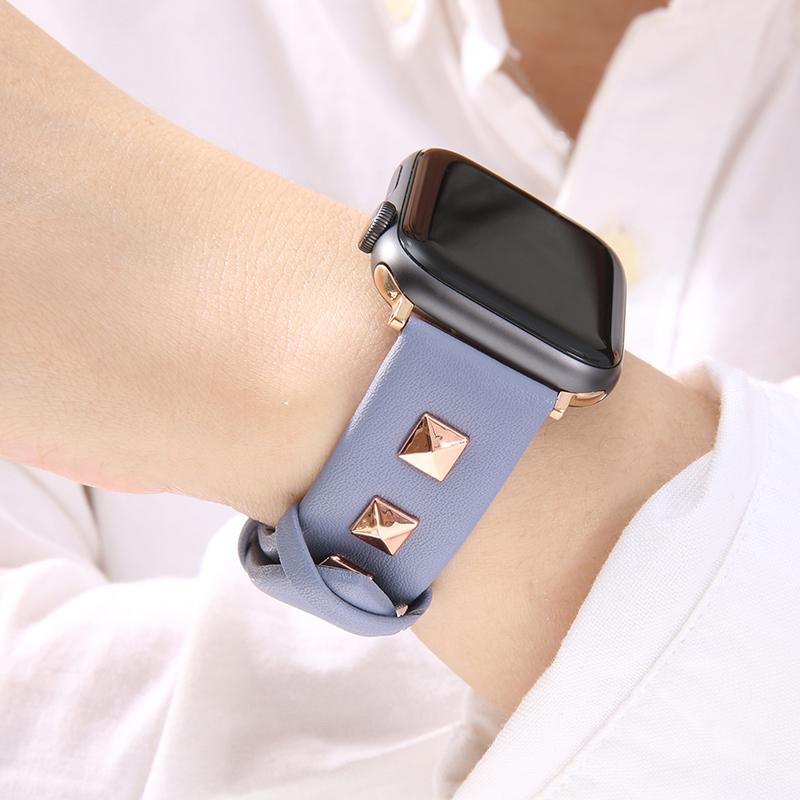 Studs Leather Designer Apple Watch Band Strap For iWatch Series 4/3/2/1 - techypopcom