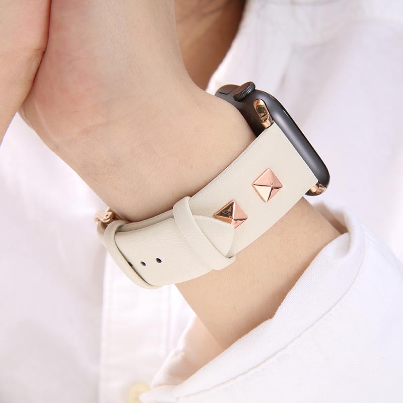 Studs Leather Designer Apple Watch Band Strap For iWatch Series 4/3/2/1 - techypopcom