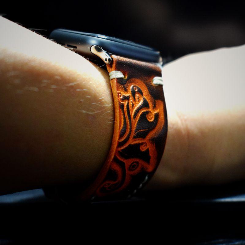 Vintage Handmade Leather Compatible With Apple Designer Watch Band Strap For iWatch Series 4/3/2/1 - techypopcom