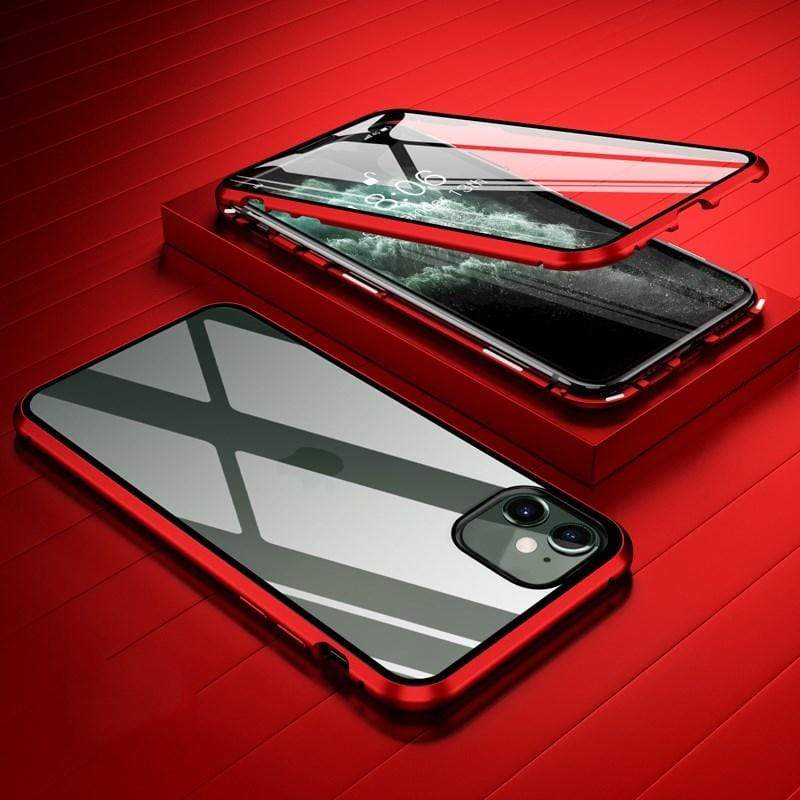 techypopcom iPhone Case 2020 Aluminum + Titanium Shockproof Gorilla Double Tempered Glass Case for iPhone 12 SE 11 Pro Max Xs Max Xs Xr X