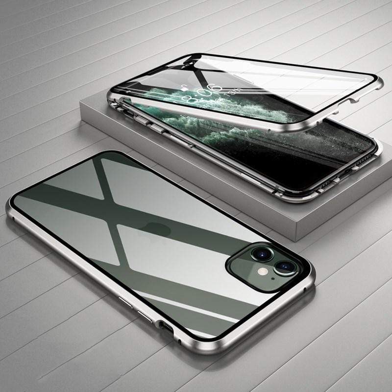 techypopcom iPhone Case 2020 Aluminum + Titanium Shockproof Gorilla Double Tempered Glass Case for iPhone 12 SE 11 Pro Max Xs Max Xs Xr X
